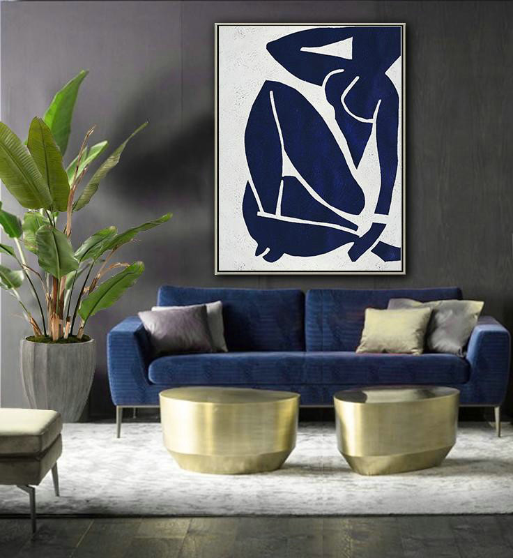 Extra Large Abstract Painting On Canvas,Buy Hand Painted Navy Blue Abstract Painting Nude Art Online,Pop Art Canvas
